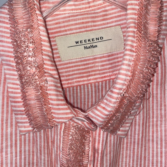 Max Mara striped button down blouse. With sequin detail - Picture 2 of 4